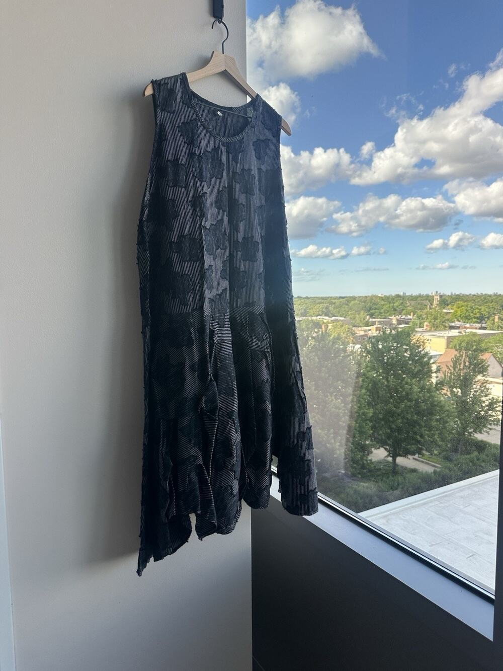 Dress To Kill Midi Dress Black Gray Sheer Mesh Floral Scoop Neck One Size